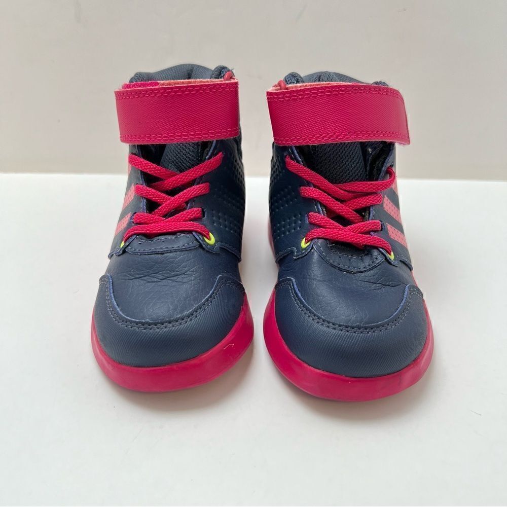 Adidas Baby Toddler Kids Shoes Stripe Sneakers Size 7K Blue Pink